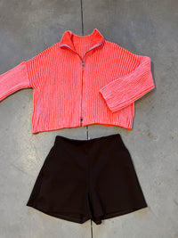 Strickjacke ZIPPER STRIPES rosa/orange