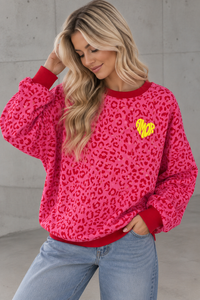 Sweater mit Rückenprint AMOR CLUB rot leo