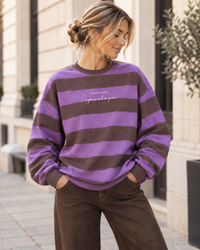 Sweater mit Rückenprint COPENHAGEN winterflieder/braun