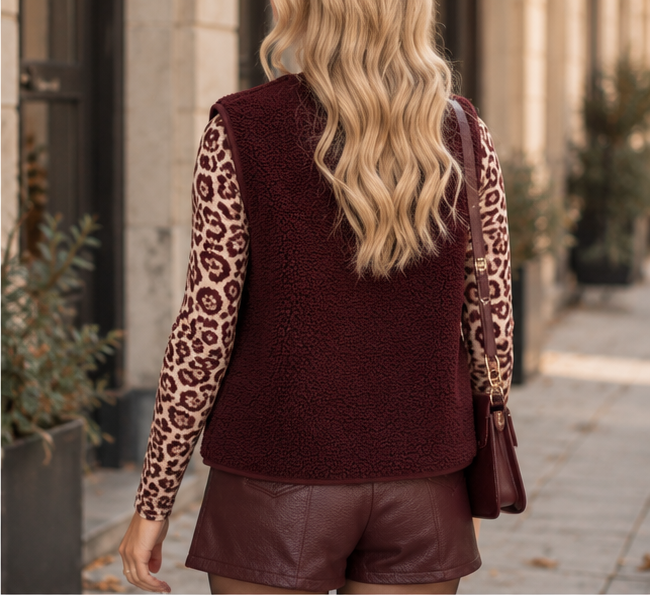 Signature Weste Teddy burgundy
