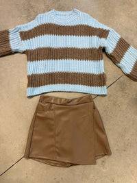 Strickpullover ONLY COZY VIBES taupe/hellblau