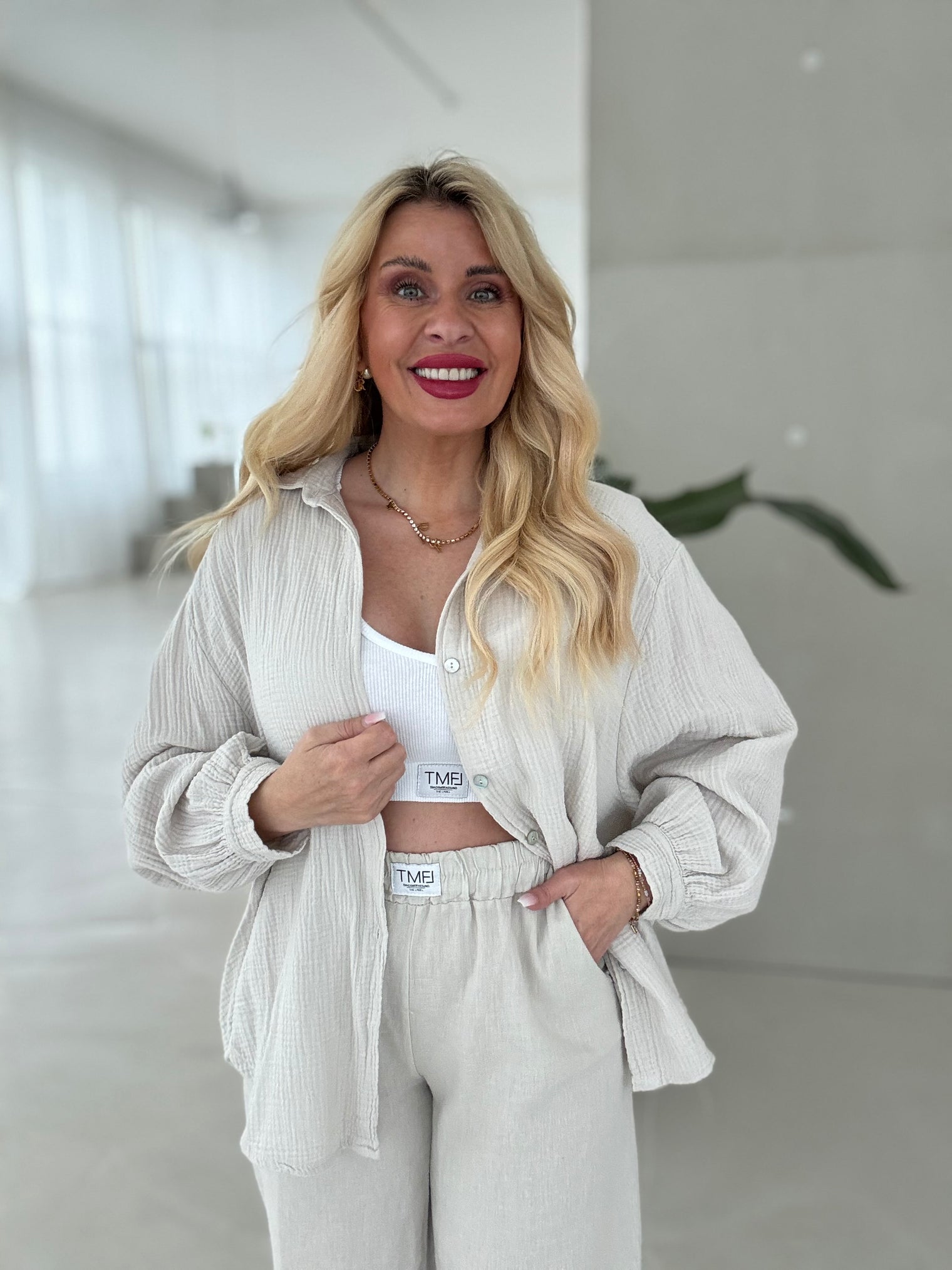 Musselin Bluse beige 100% Baumwolle