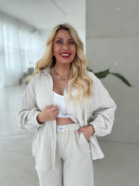 Musselin Bluse beige 100% Baumwolle