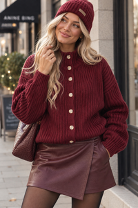 Strickjacke mit Knopfleiste burgundy
