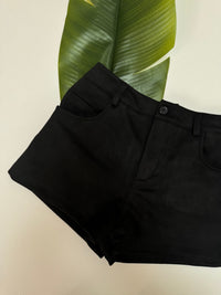 Velours Shorts mit elastischem Bund schwarz