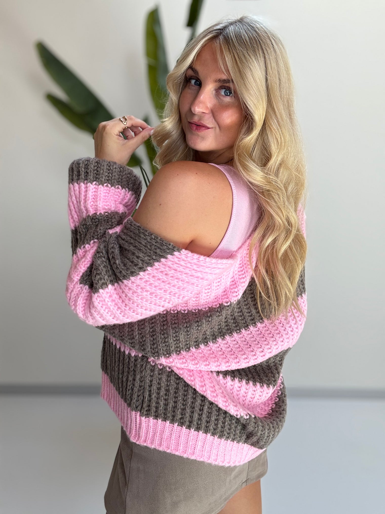 Strickjacke ONLY COZY VIBES taupe/rosa