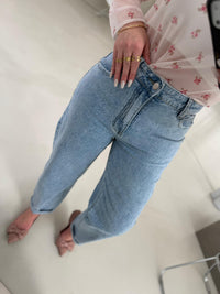 Stretch MOM Jeans BASIC light denim blue