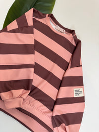 Butterstoff Sweater mit Patch am Ärmel BIG STRIPES soft Peach/coffee
