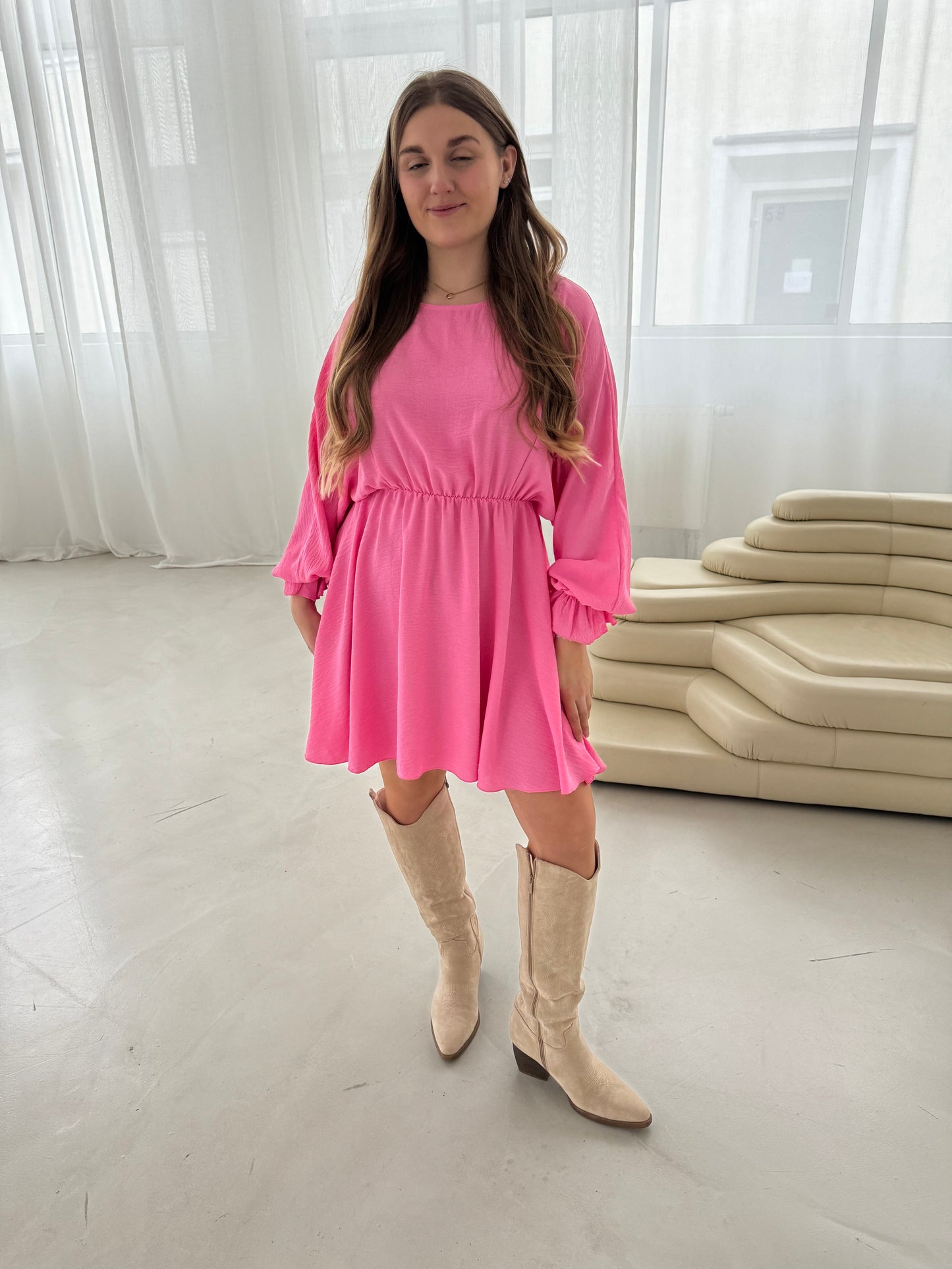 Kleid mit Gummizug pink