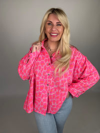 Musselin Bluse rosa LEO POWER hotpink&orange