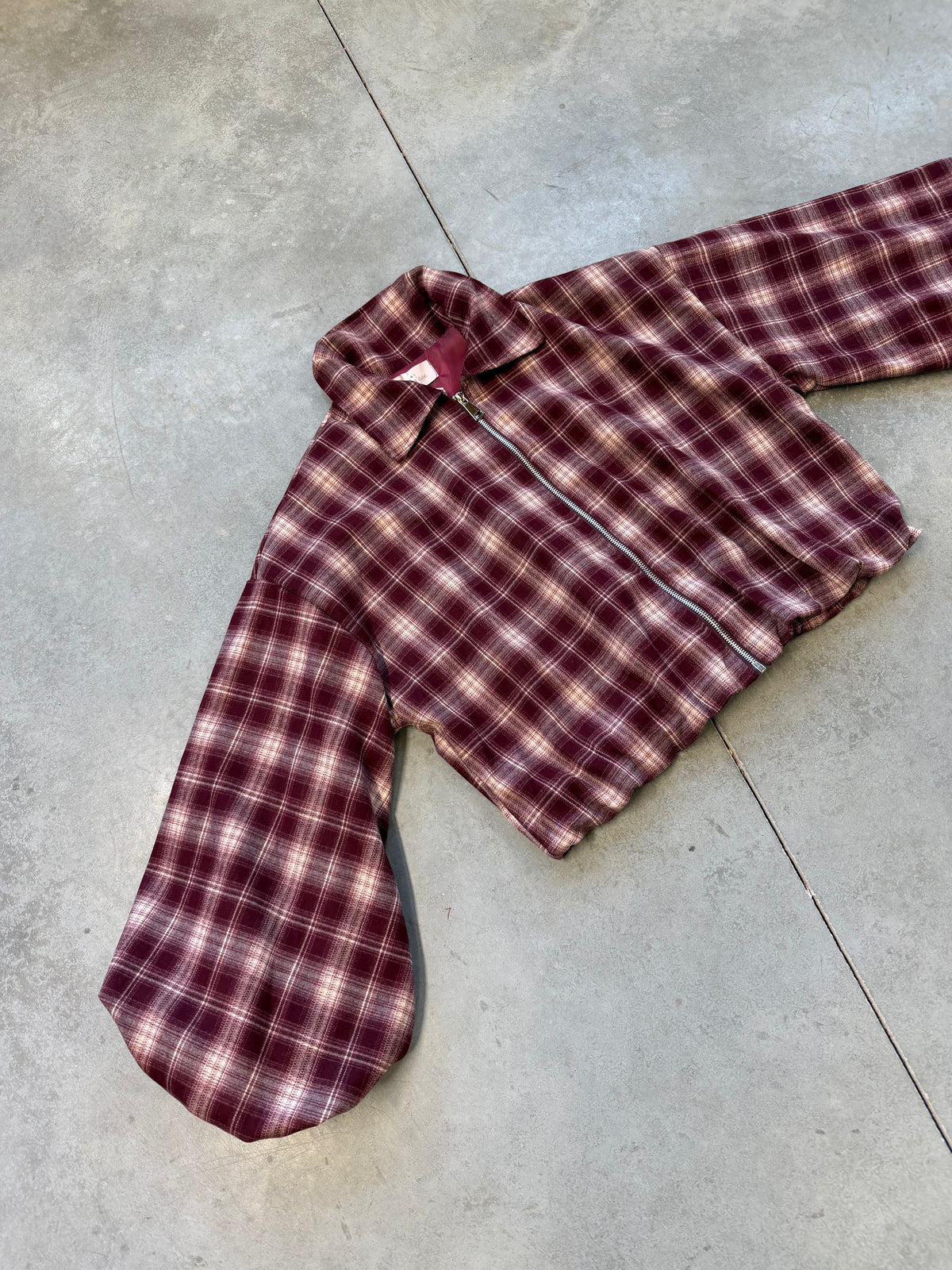 Cropped Flanell Jacke KARO Burgundy/ beige