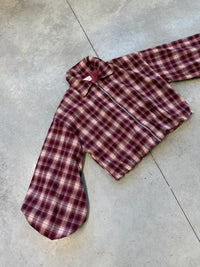 Cropped Flanell Jacke KARO Burgundy/ beige