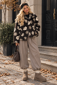 Jacke FLEUR DE LUXE mit 3D-Blütenapplikation chocolate