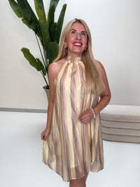 Kleid Grace Stripes rose/taupe/gelb