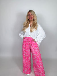 Stylische Musselin Hose rosa LEO POWER hotpink&altrosa