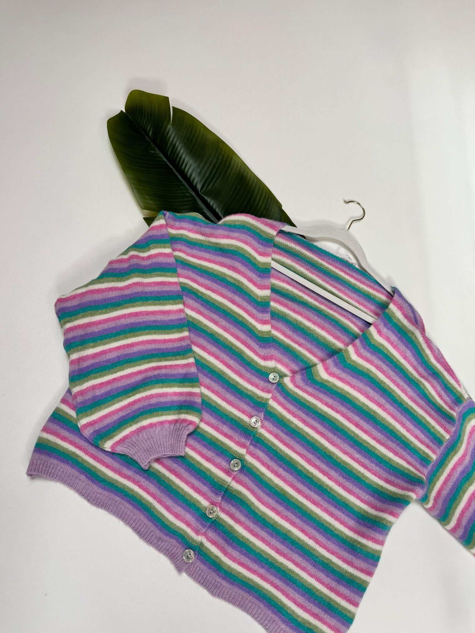Kuschel Strickjacke mit Knopfleiste flieder/rosa/türkis/lila/mint