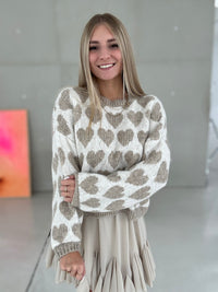 Signature Pullover BIG HEARTS creme&beige