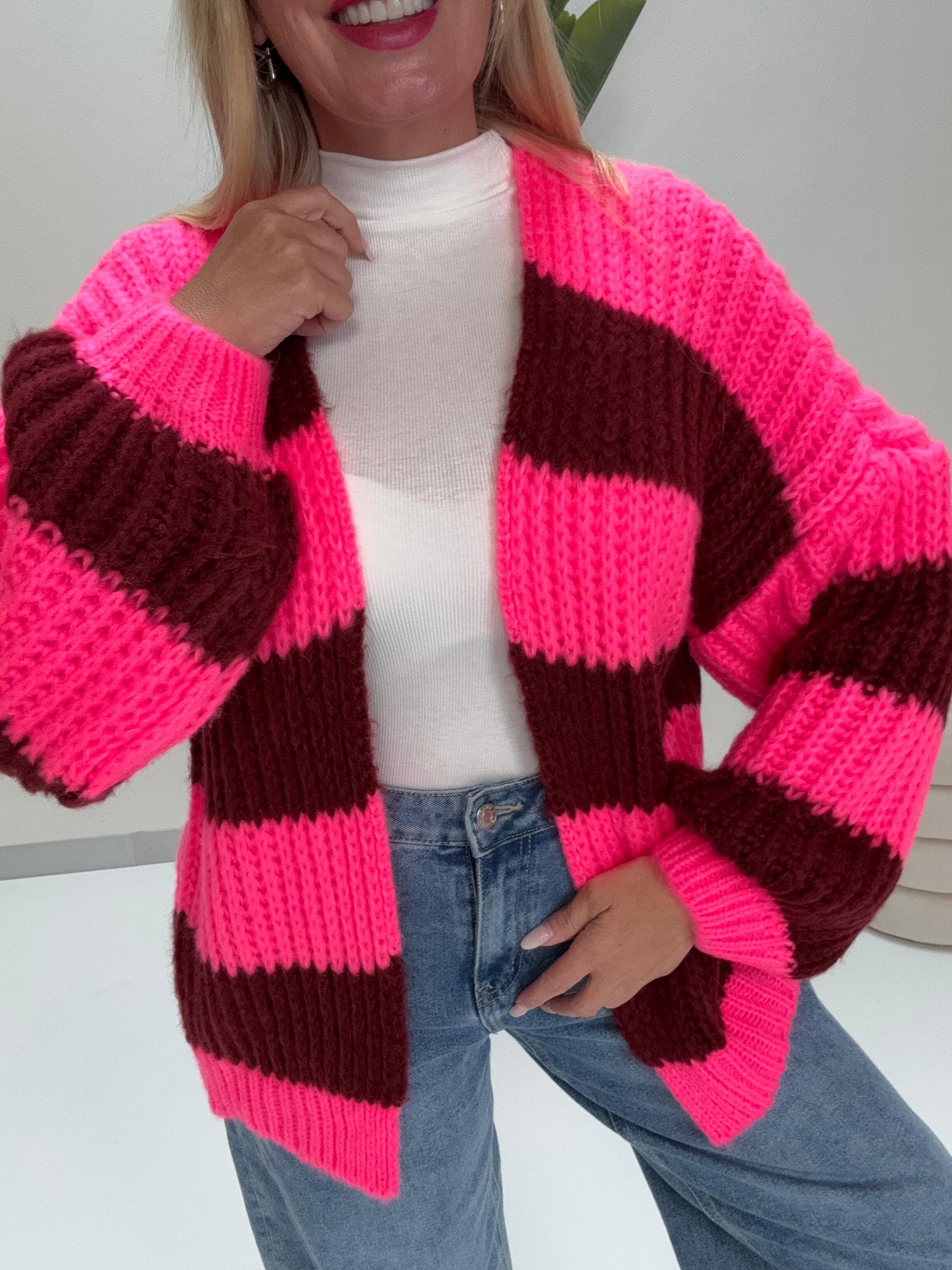 Strickjacke ONLY COZY VIBES pink/cherrybraun