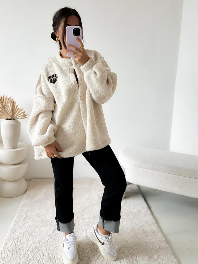 Teddy Jacke Crema Leo Herz