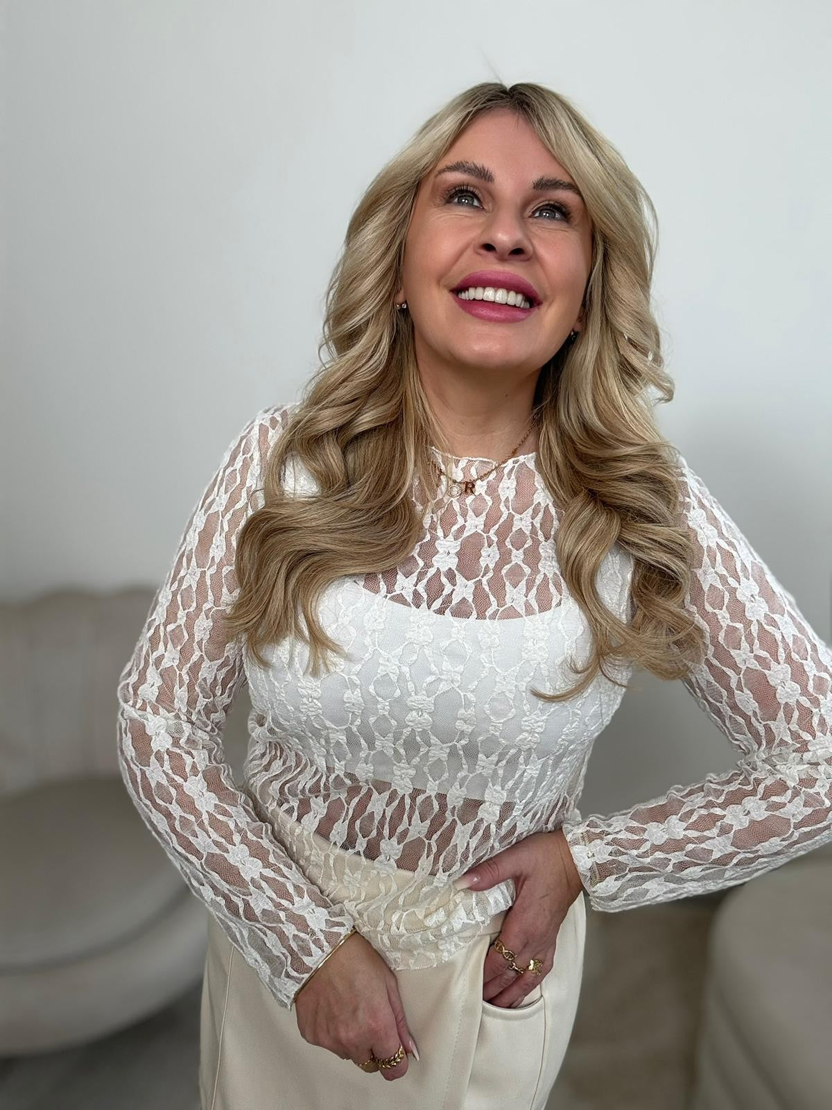 Spitzenshirt weiß ROMANTIC TRANSPARENCY