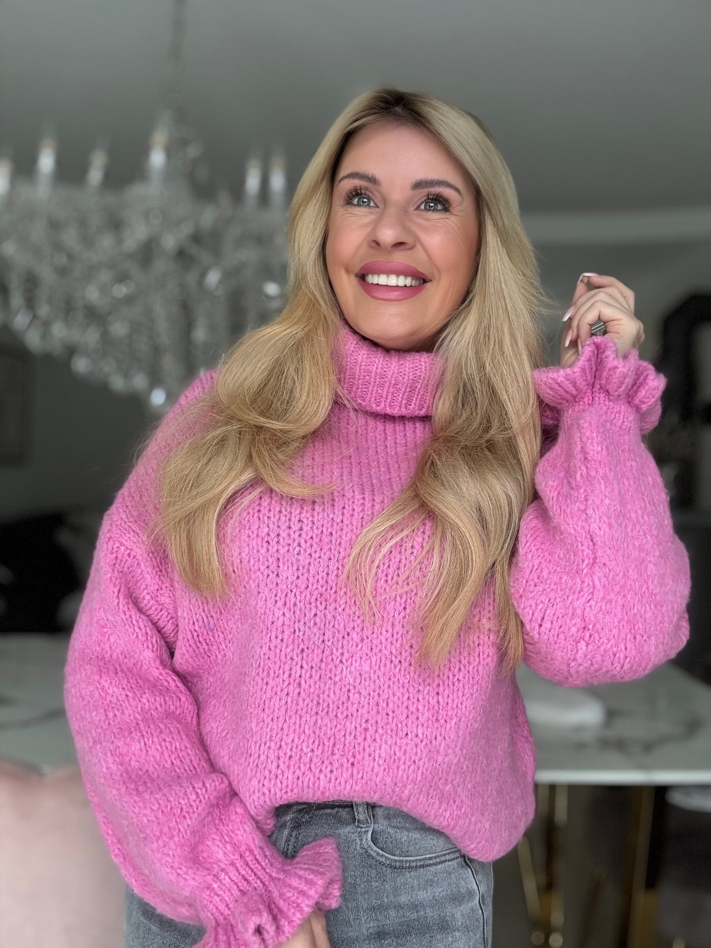 Pullover pink mit Rollkragen 2481