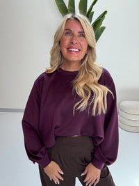 Butterstoff Pullover mit Gummizug unten pflaume
