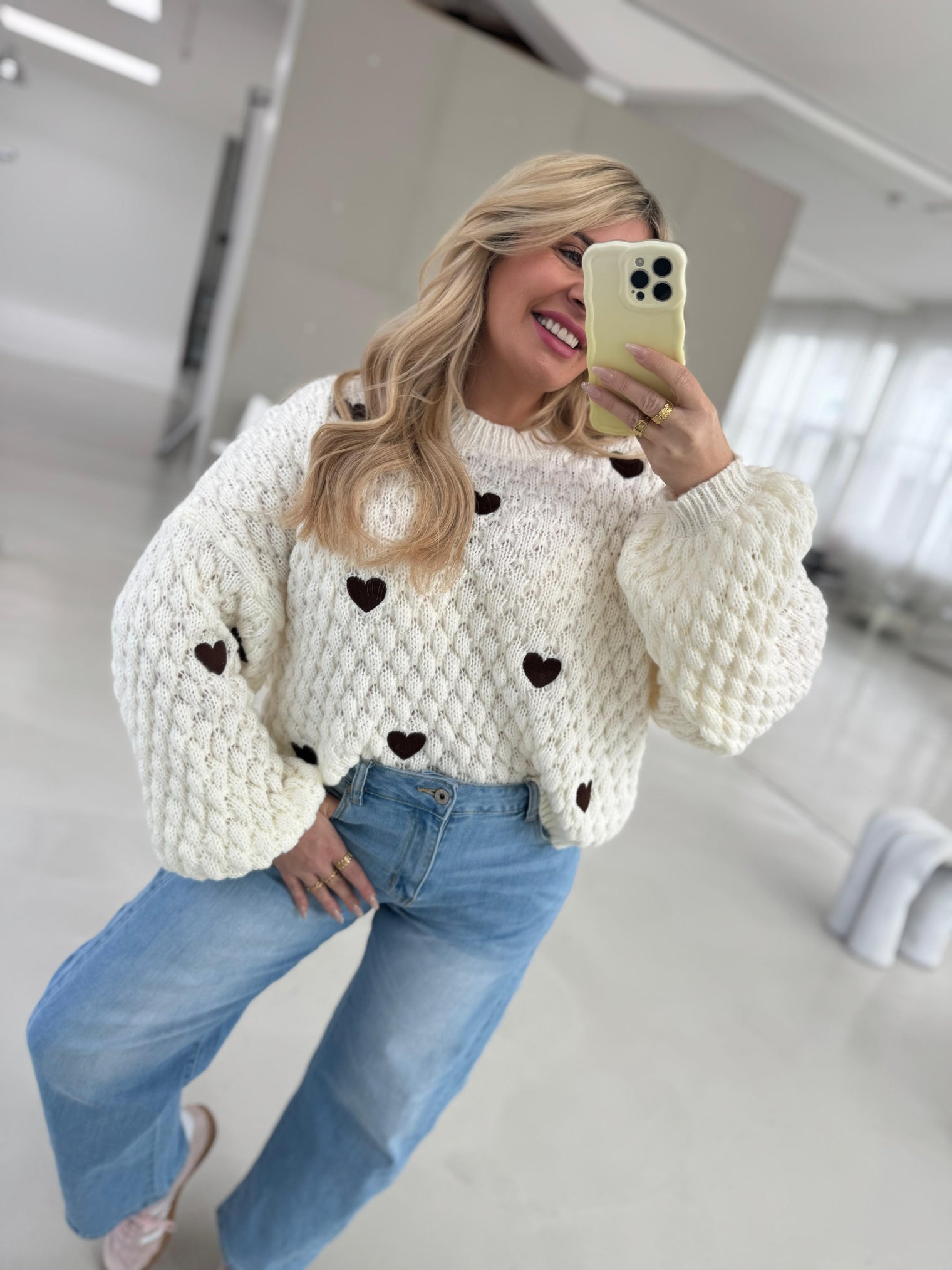 Pullover creme/coffee PUFFY HEARTS