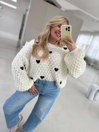 Pullover creme/coffee PUFFY HEARTS
