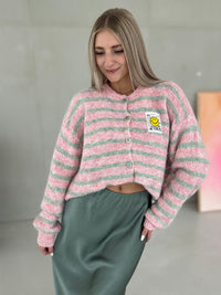 Cardigan ONLY GOOD VIBES rosa/olive