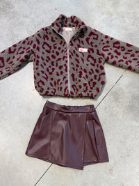 Kuschel Jacke LEO & Patch DRESS FOR YOURSELF taupe/burgundy
