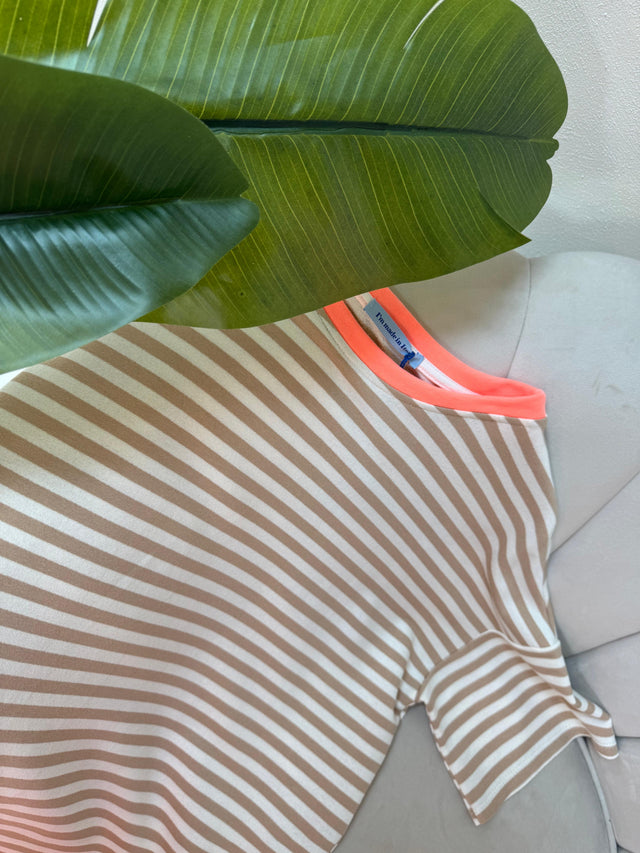 Statement Shirt beige gestreift