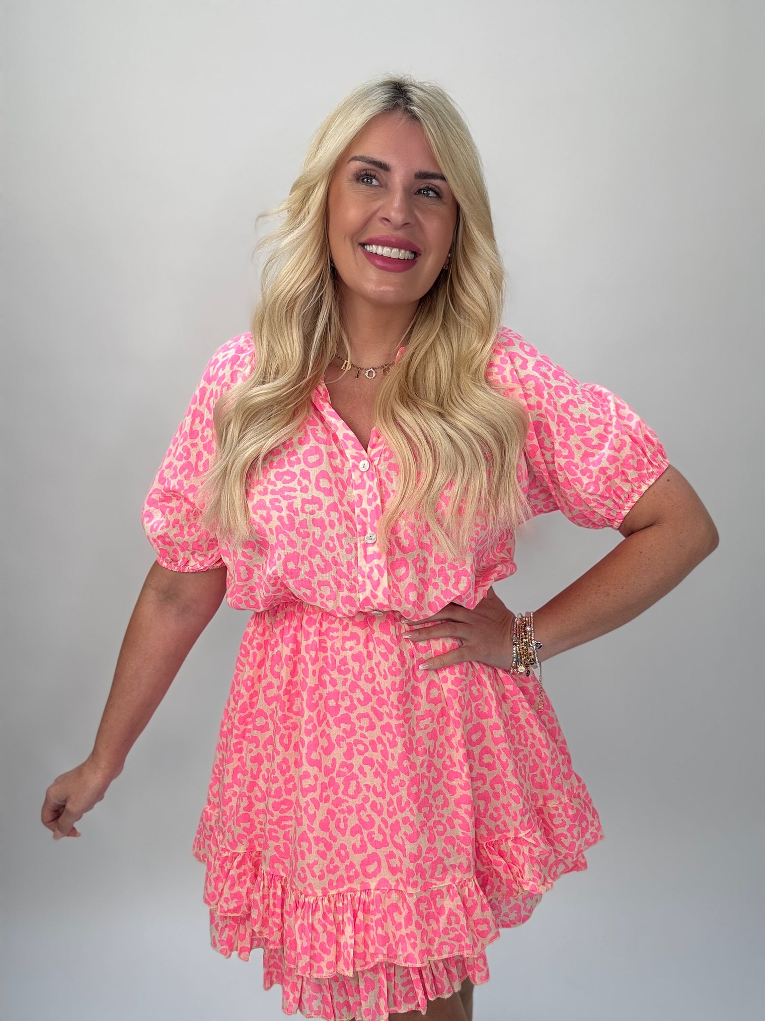 Kleid SWEET LEO LOVER gelb pink