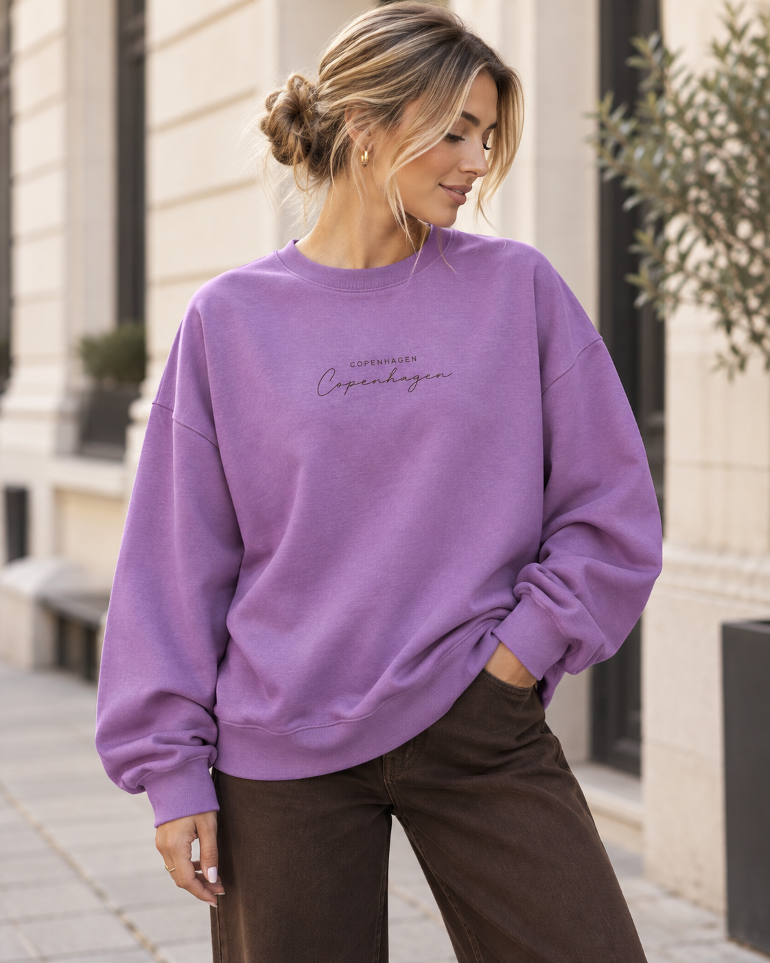 Sweater mit Rückenprint COPENHAGEN winterflieder