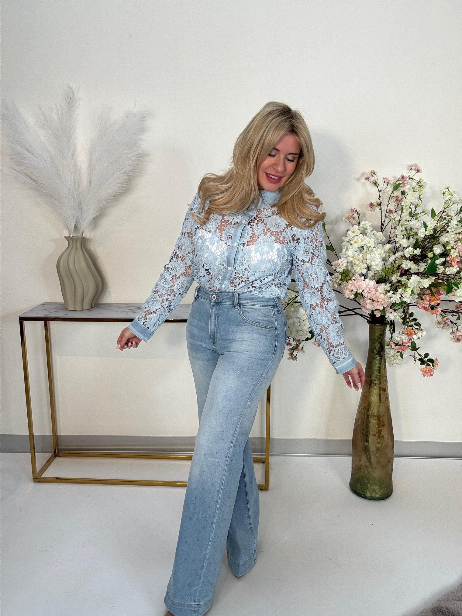 Stretch Jeans Wide Leg SPARKLE DIAMONDS