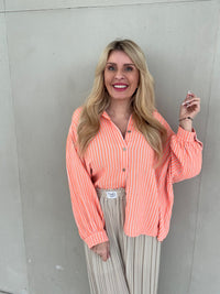 Musselin Bluse creme ZARTE STREIFEN hellorange