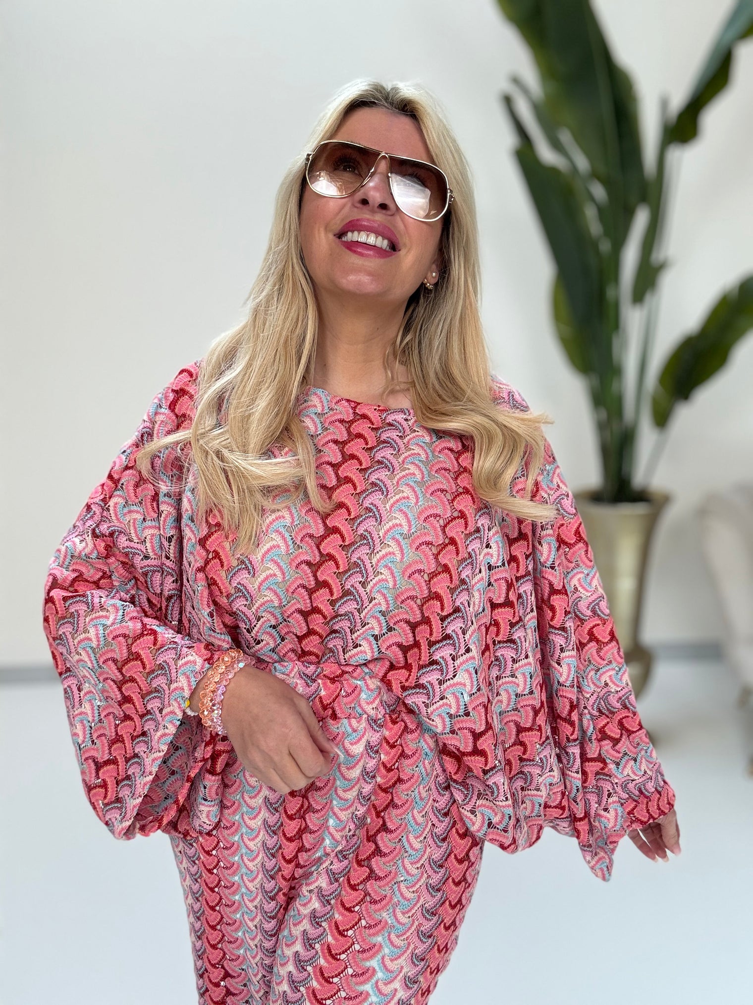 Strick Shirt SUMMER HOT pink multi