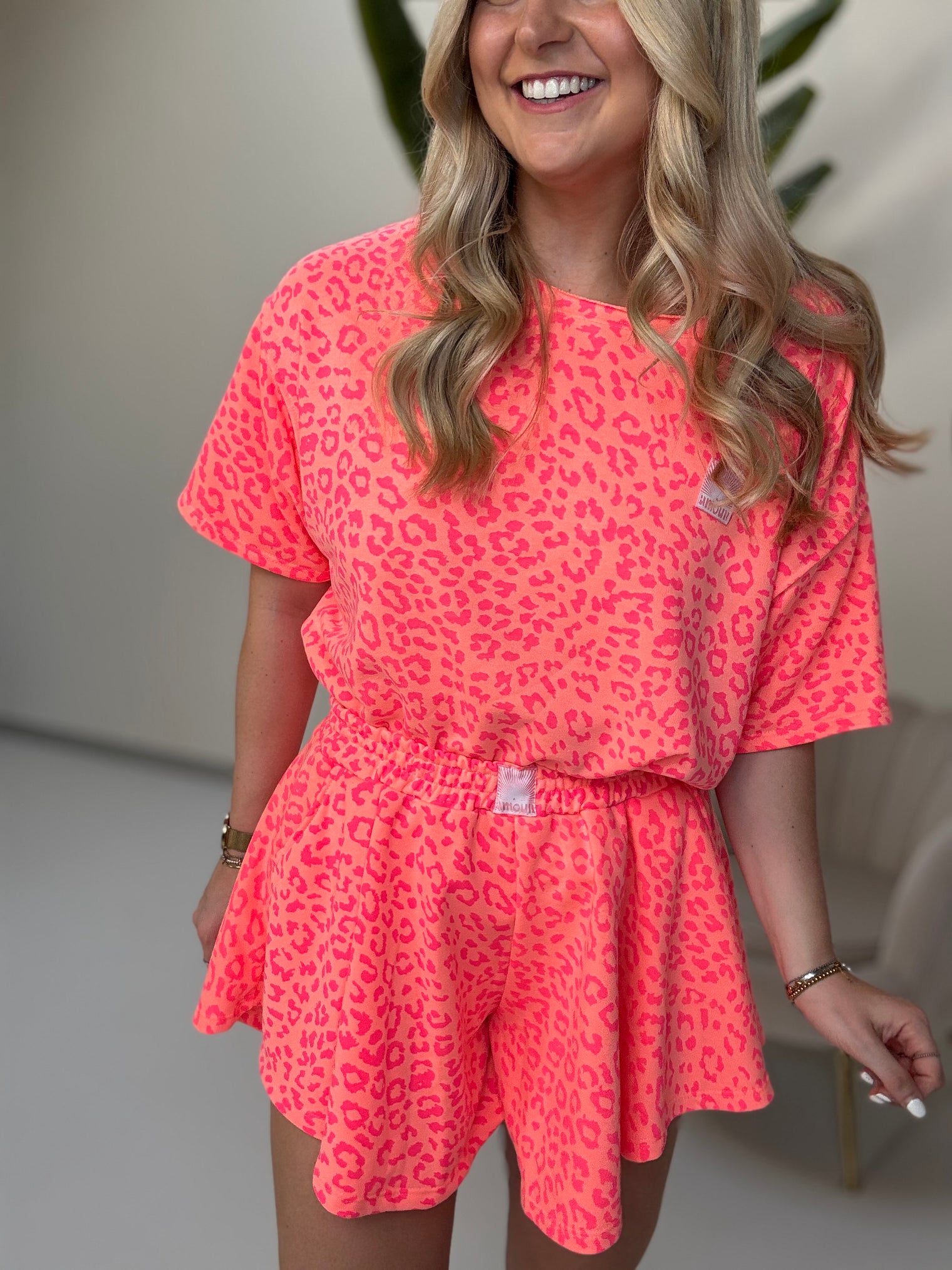 Shirt kurzarm peach LEO LOVER AMOUR pink mit Patch