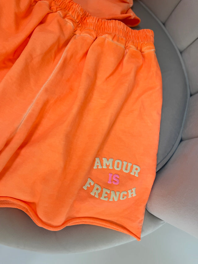 Shorts peach AMOUR IS FRENCH mit breitem Gummizug