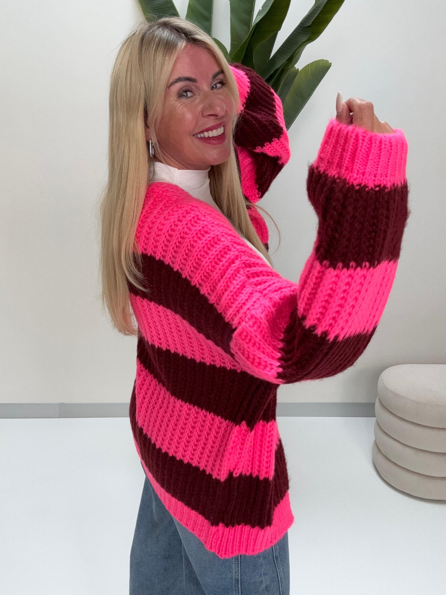 Strickjacke ONLY COZY VIBES pink/cherrybraun