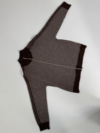Kuschelweiche Zipper Strickjacke mit seitlichen Streifen taupe/chococlate