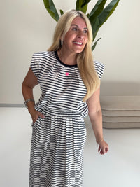 Statement Shirt mit leichten Schulterpolstern LITTLE HEART weiß/blueberry