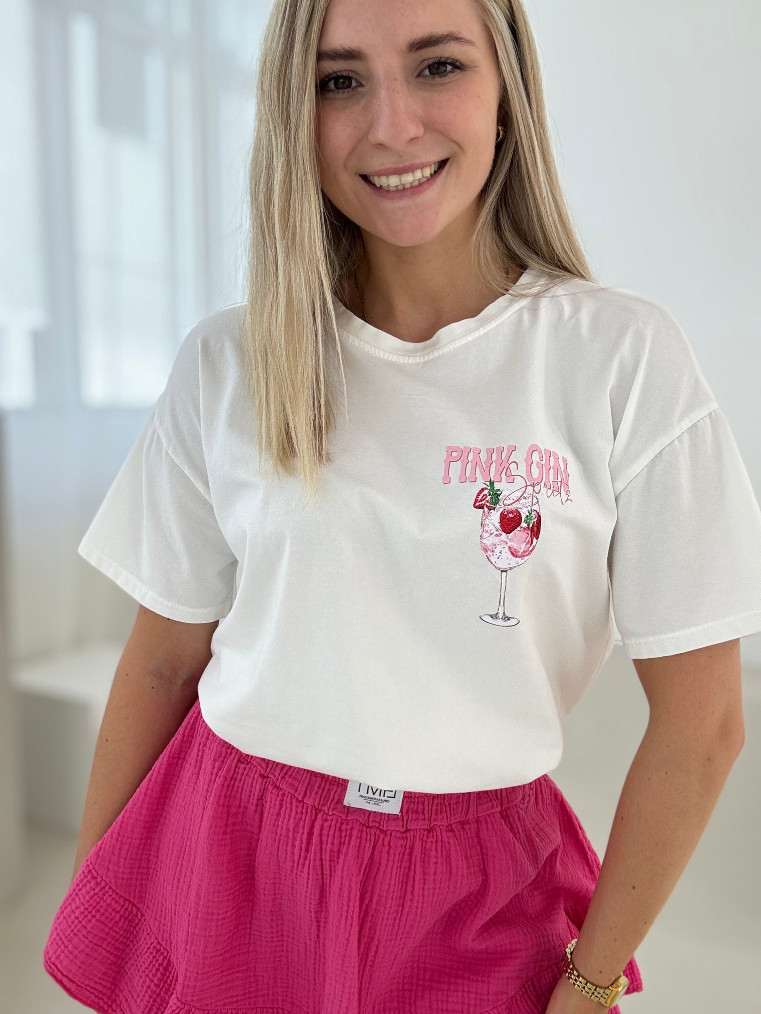 Statement Shirt weiß PINK GIN
