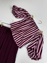 Carmen Bluse BLOCK STRIPES hellrosa/burgundy