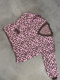 Cozy Strickpullover im angesagten Leo Muster taupe/rosa