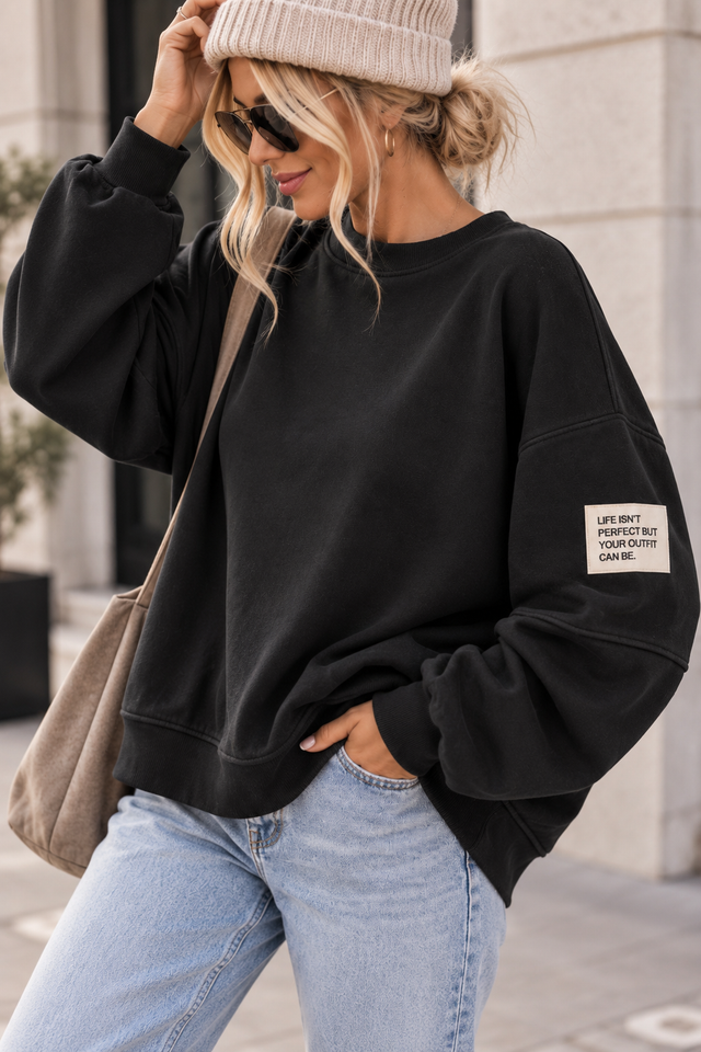 Butterstoff Sweater PERFECT OUTFIT schwarz