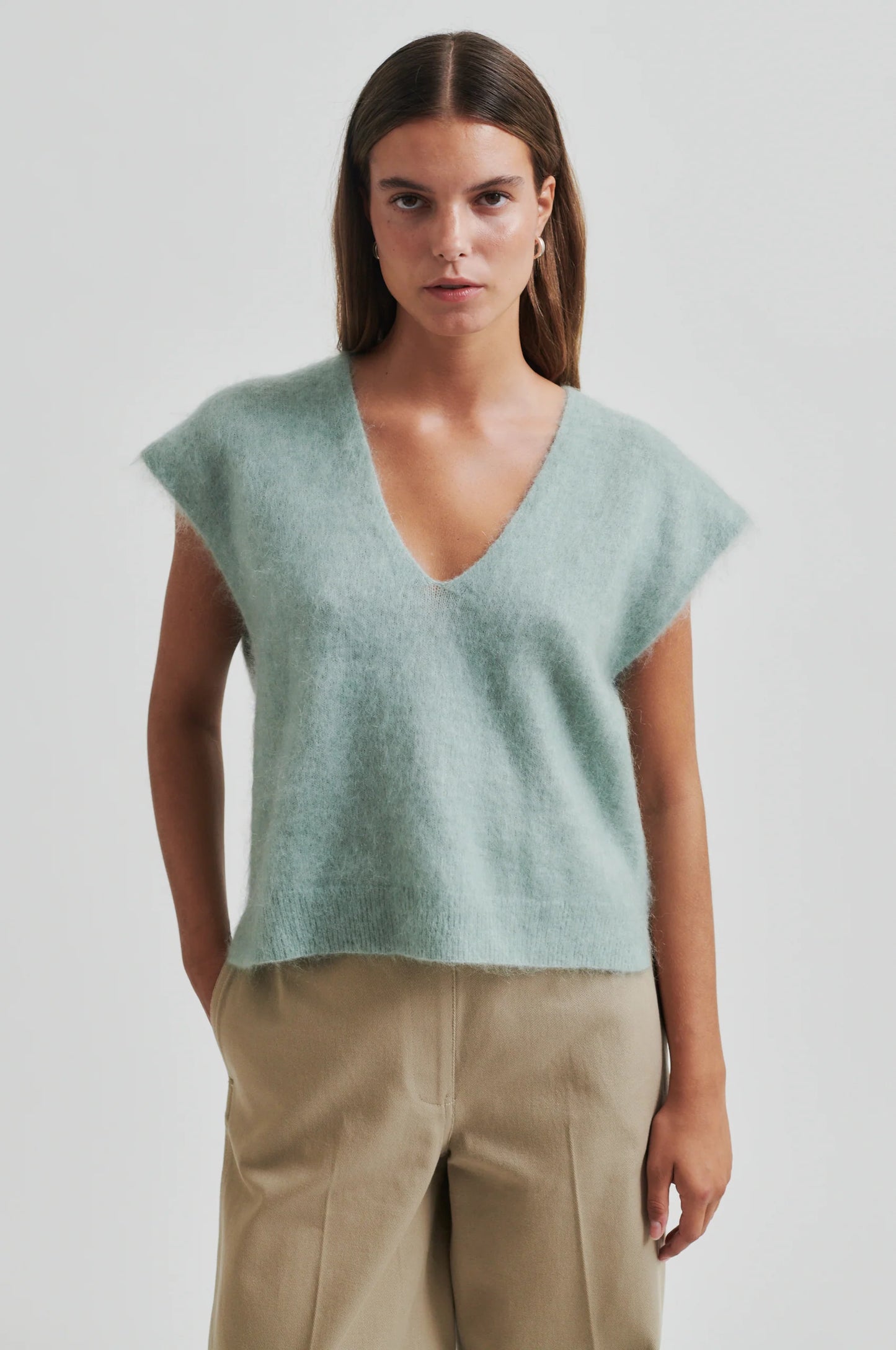 Second Female Camryn Knit Vest slate green