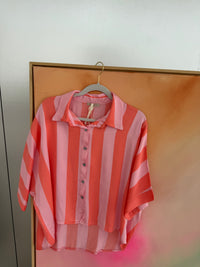 Silky Bluse rosa BLOCK STRIPES orange
