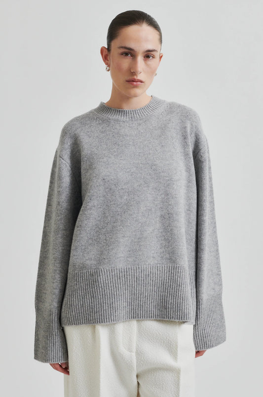 Second Female Alpha Knit O-Neck grey melange