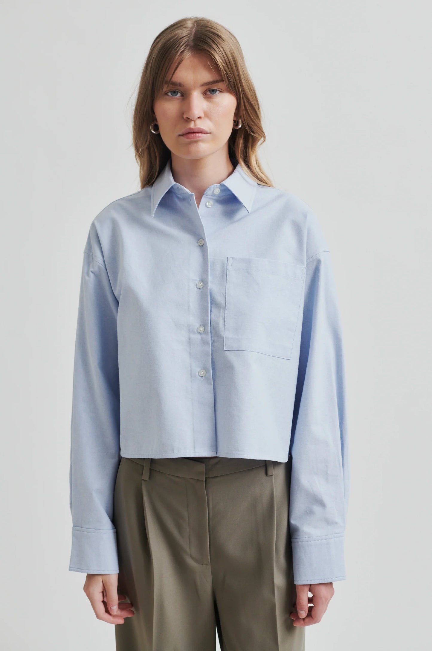 Second Female Baulo Cropped Shirt cashmere blue