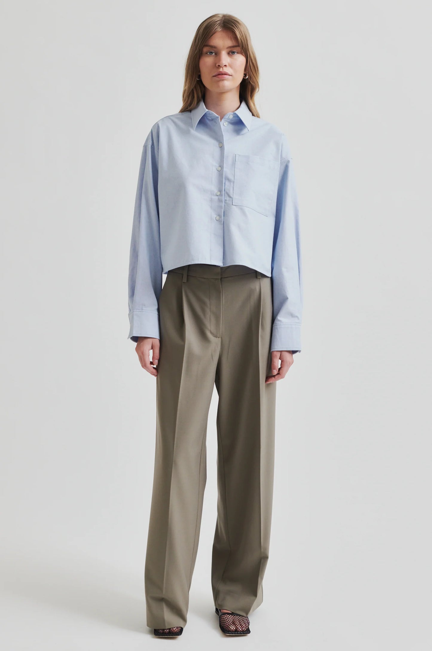 Second Female Baulo Cropped Shirt cashmere blue